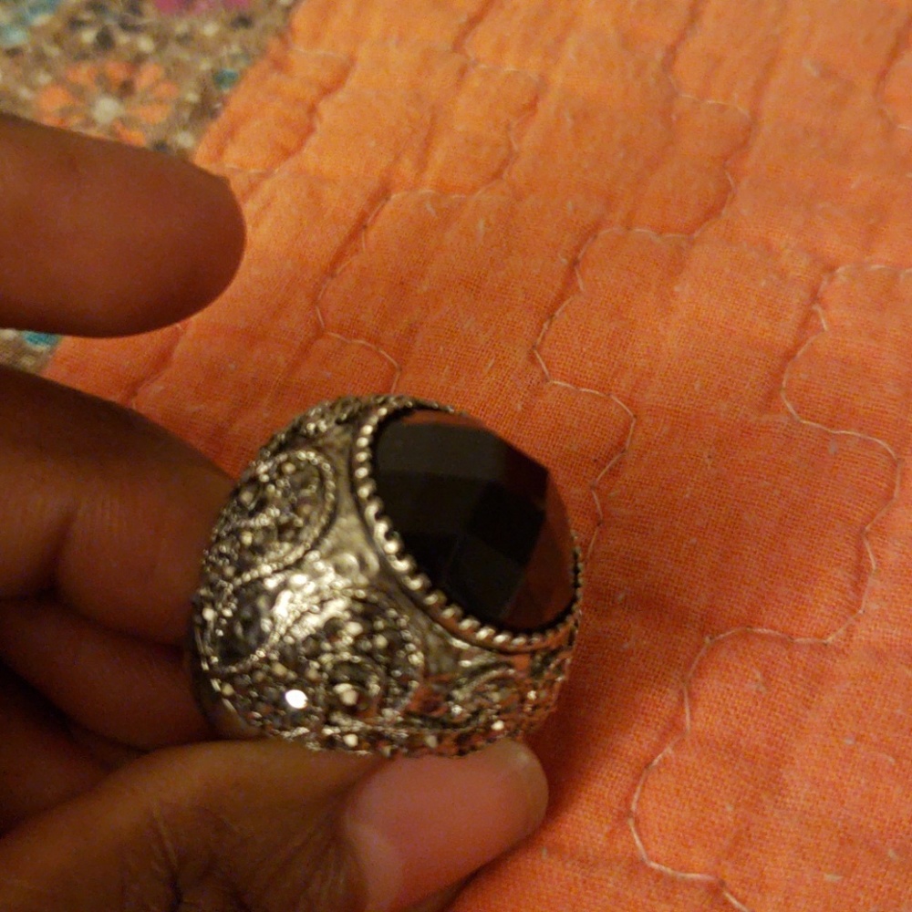 Antique onyx and silver ring